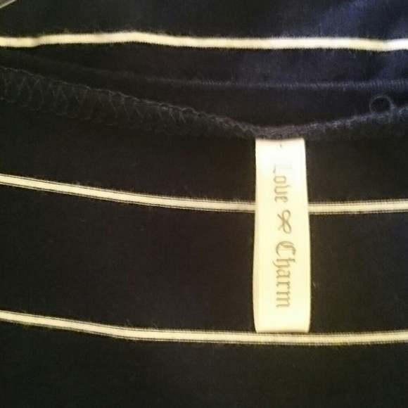 Ladies Navy Blue with White Stripes Top - Picture 2 of 3